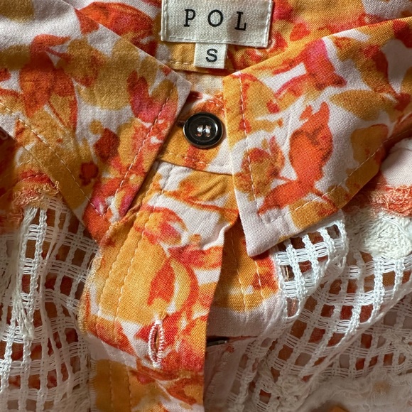 POL Orange and Cream Button Down Shirt - Picture 4 of 6